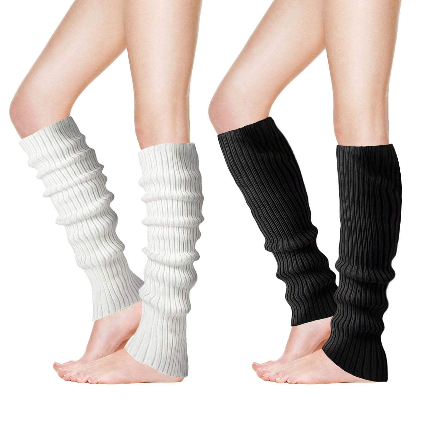 HDAKDDHG 2 Pairs Leg Warmers, Leg Warmers Ladies, Ribbed Knit Leg Warmers for Women Girls, 80s Fashion Boots Cuffs Knee Socks for Ballet Yoga Dance Ice Skating