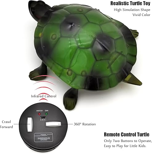 Miniatura 8 de Tipmant Tortuga RC IR Control remoto Tortuga Crawl Vehcile Electric Animal Toy realista para niños pequeños regalos de cumpleaños (marrón)