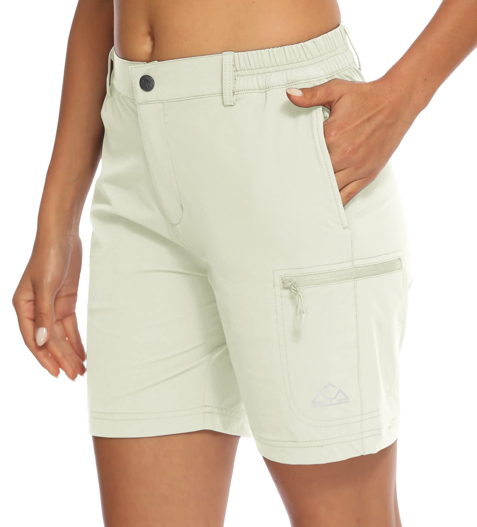 YSENTOWomens Walking Hiking Quick Dry Lightweight Stretch Golf Cargo Shorts Outdoor Shorts with Multi Zip Pockets