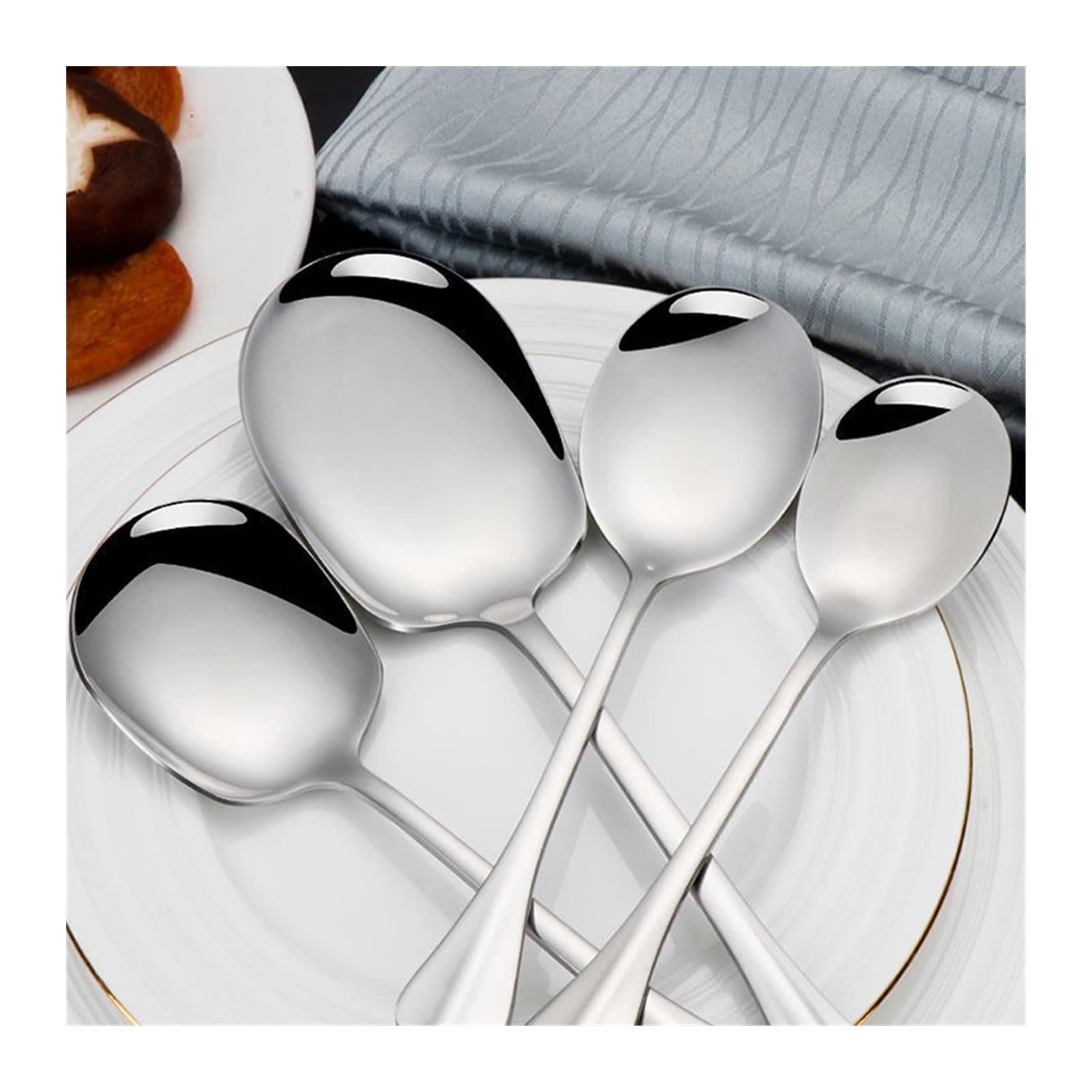 Cucchiaio da zuppa, Cucchiaio Riso, Manico Lungo, Porridge, stoviglie, Utensili Cucina, Posate for la casa, Gelato(Small Round Spoon)