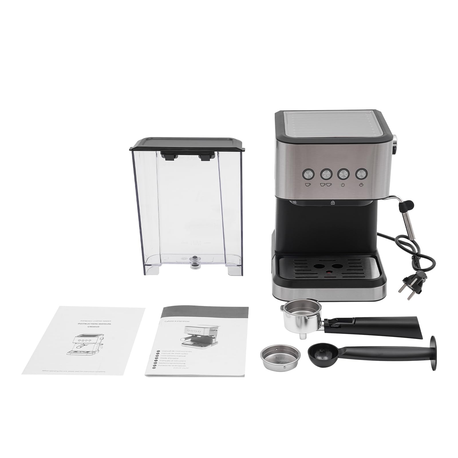 Halbautomatische Kaffemaschine, 1050W Espressomaschine mit 1.5L Wasserbehälter, 15-20Bar, Aerstellbaren Professioneller Milchschaumdüse Tassenwärmer, für Espressobohnen