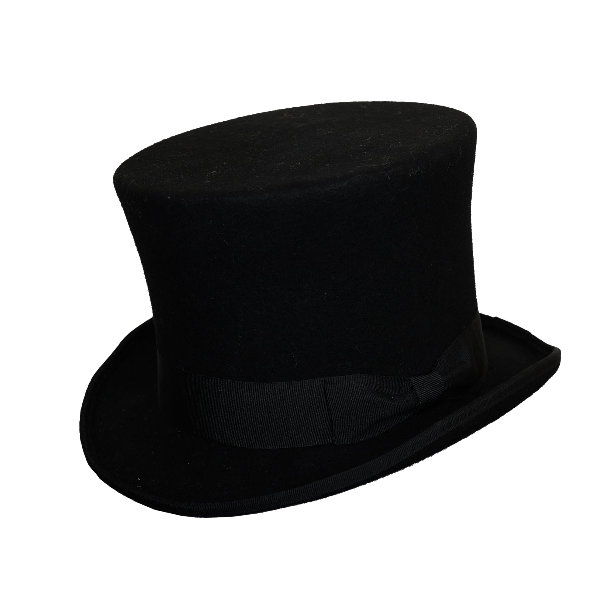 Pure Wool Top Hat for Men Satin Lined Topper Hat Black Mens Tophat Christmas Costume Cap, Wool Felt Top Hats for Men | Removeable Feather, High Crown & with Satin Lining (Black,M)