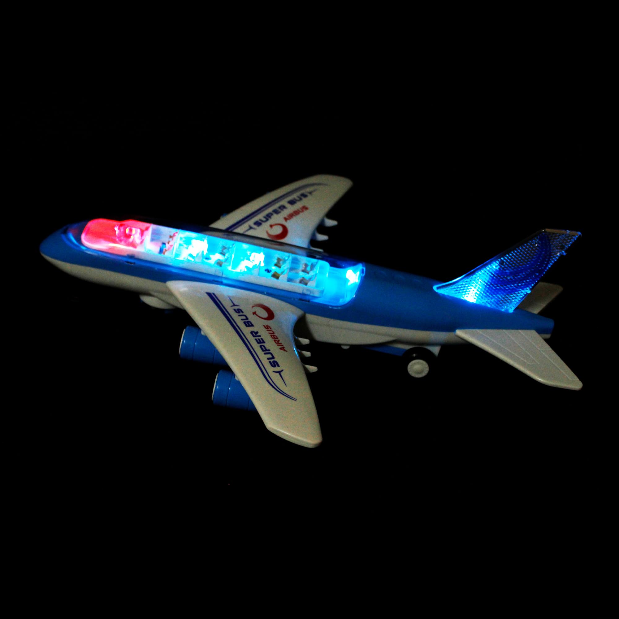 RAINBOW RIDERS Air Bus Toy Lights & Sound Boys/Girls, Battery Operated Plane with Universal Wheel (Doesn't Fly) (White) 2