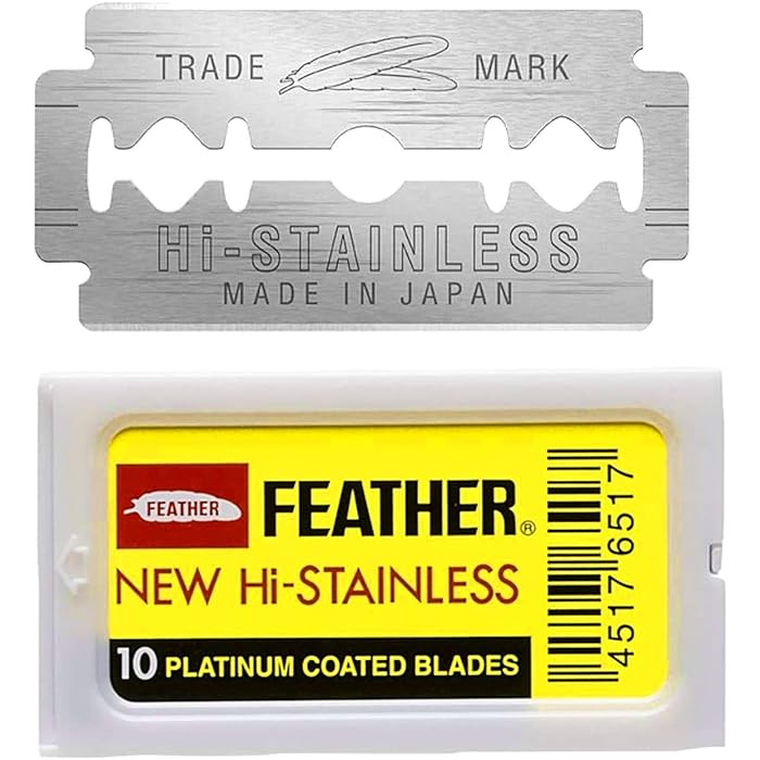 Buy 10 FEATHER Razor Blades Platinum Coated NEW HiStainless for Double