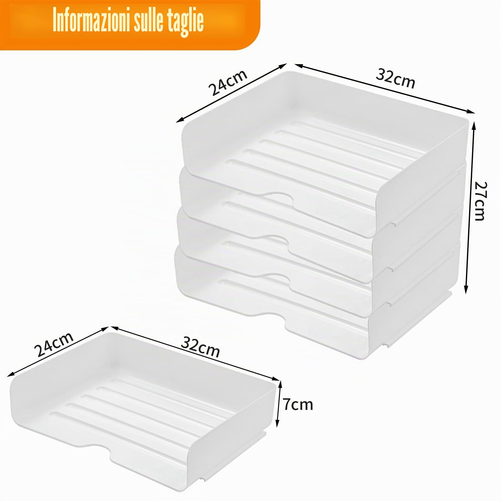 4 Pezzi 4 Livelli Vassoi Carta Impilabili, Vassoio Forniture Scrivania, Porta Supporti Lettere Plastica PET, Organizer Accessori Desktop Ufficio per Carta A4, Documenti, Riviste, Cartelle(Bianco)