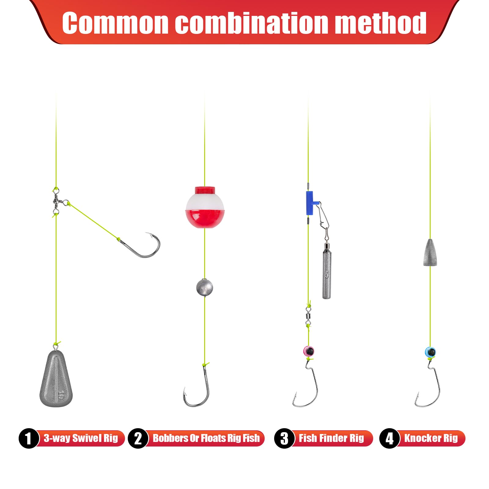 THKFISH Piombi da pesca Piombo con Girelle Anello Inox Pesi e