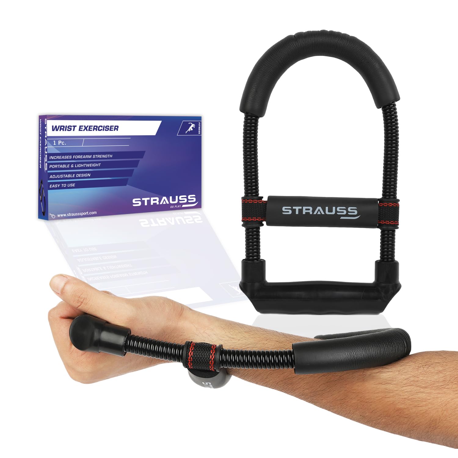 Strauss Wrist/Forearm Strengthener |Improves Grip Strength |Arm Exercise Equipment for Forearm Workout |Adjustable Resistance |Hand and Wrist Strength Trainer|Ideal for Athletes and Musicians, (Black) Strauss Wrist/Forearm Strengthener |Improves Grip Strength |Arm Exercise Equipment for Forearm Workout |Adjustable Resistance |Hand and Wrist Strength Trainer|Ideal for Athletes and Musicians, (Black)