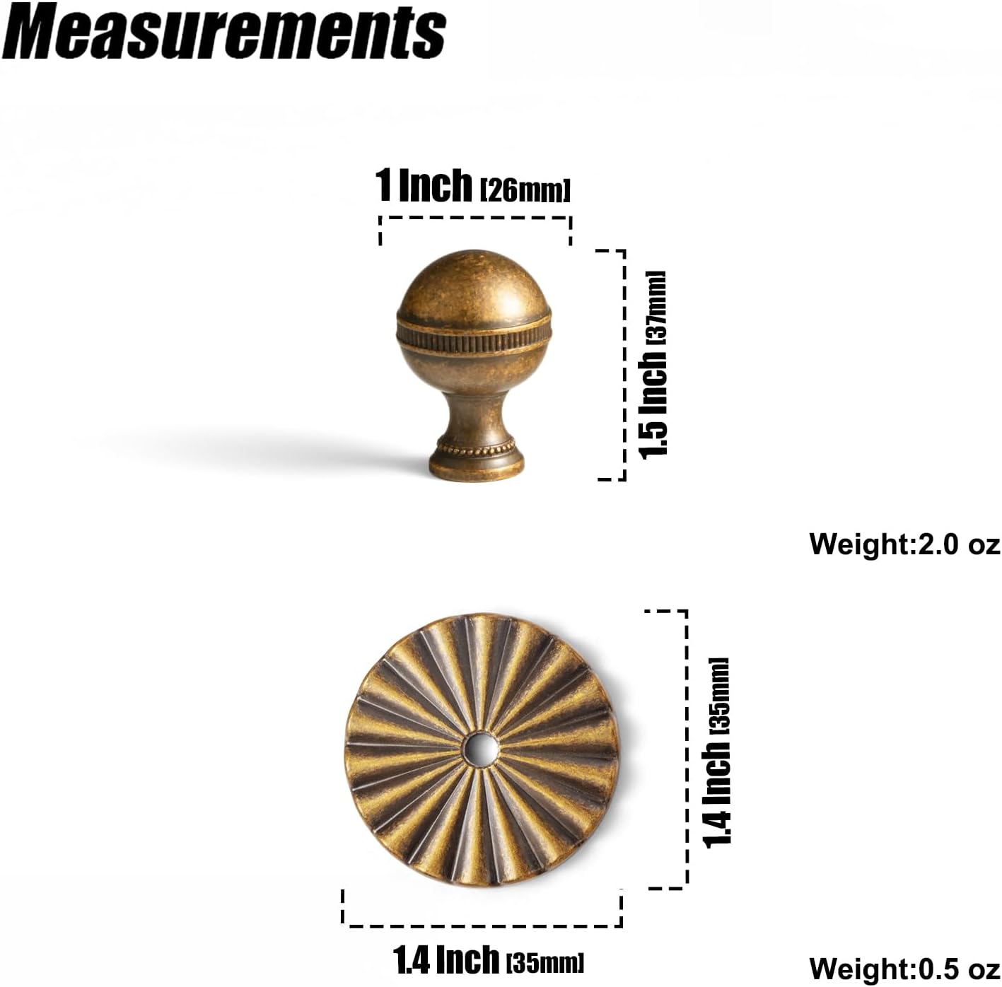 Goo-Ki Antique Brass Cabinet Knobs with Backplate, 6 Pack Solid Zinc Alloy Round Drawer Knobs for Dresser, Vintage Furniture Decorative Cabinet Pulls for Kitchen Cupboard Bathroom, 1.4 inch Base Plate
