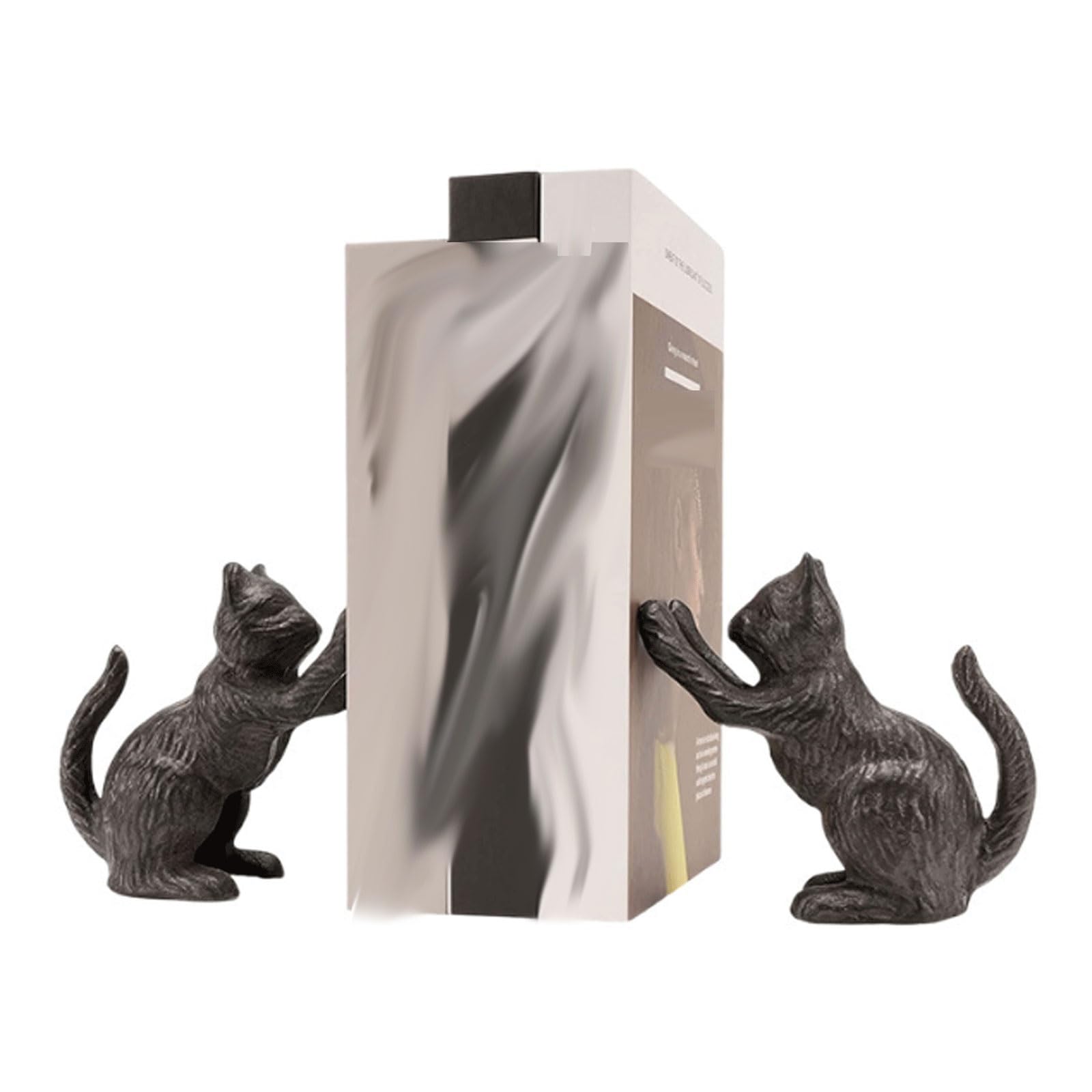 Retro Cast Iron Cat Bookends, Handmade Decorative Book Baffle for Library, Desktop Storage, and Shelf Decor