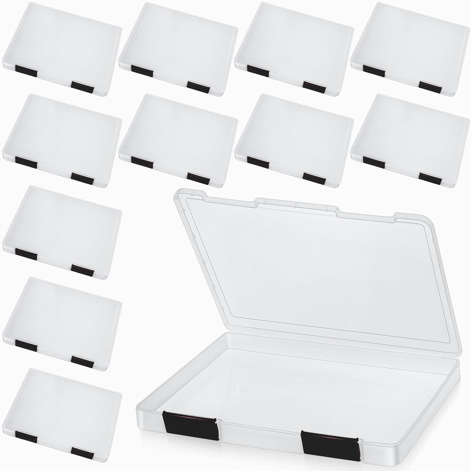 Qilery 12 Pcs Clear A4 File Box Plastic Document Storage