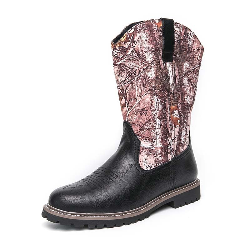 Men's Western Boots,Men's Cowboy Boots,Men's Outdoor Casual Leather Boots,Biker Boots,Leaf Graffiti Design,Fashion and Comfortable,Non-slip,Durable and Soft