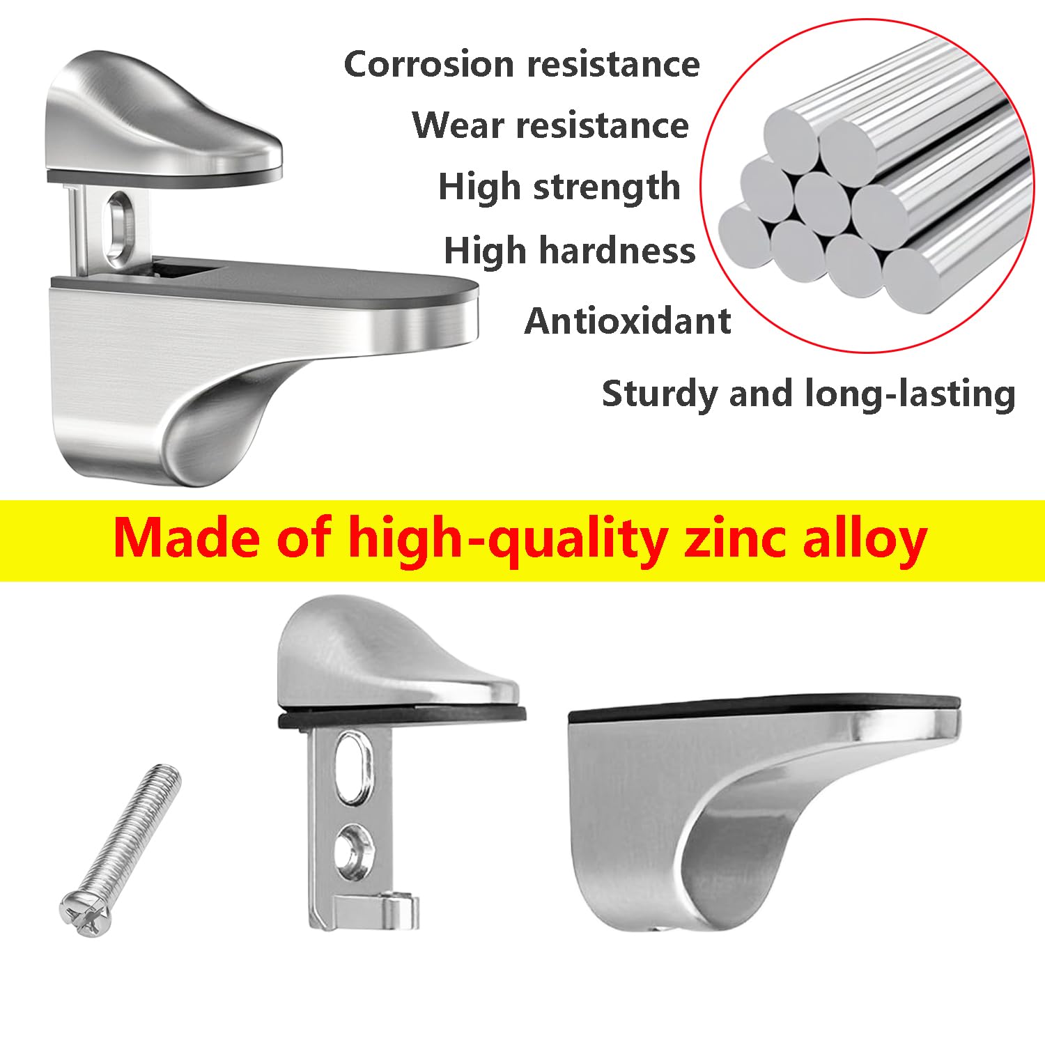 Ctyjia 2 PCS Adjustable Glass Shelf Brackets, Glass Clips, Zinc Alloy Glass Shelf Support, Glass Clamp Bracket - Image 4