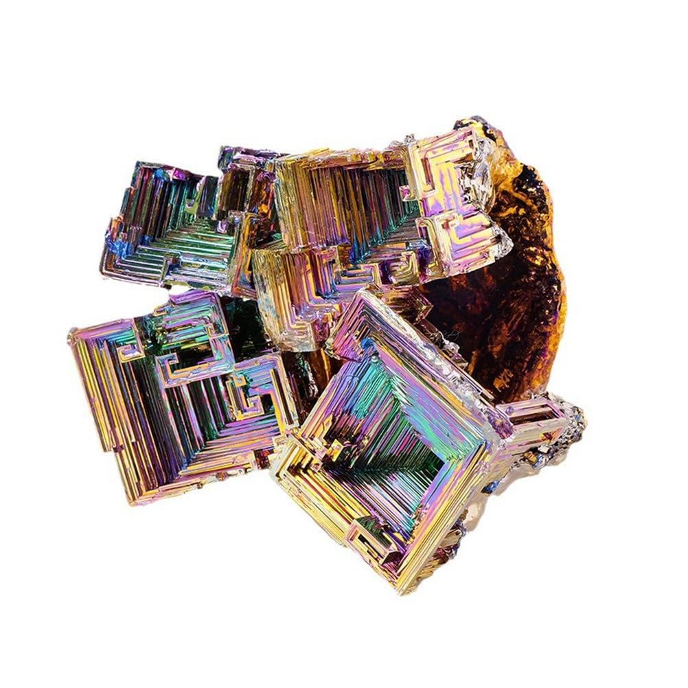 QWZTAEOZA Bismuth Ore Crystal Ornaments Rare Metal Rainbow Rough Stone Irregular Teaching Collection