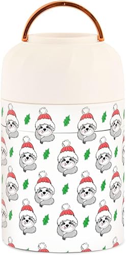 Miniatura 2 de MCHIVER Christmas Funny Sloth Bears Food Jar with Spoon Stainless Steel Vacuum Insulated Food Container 17 oz Thermos for Lunch