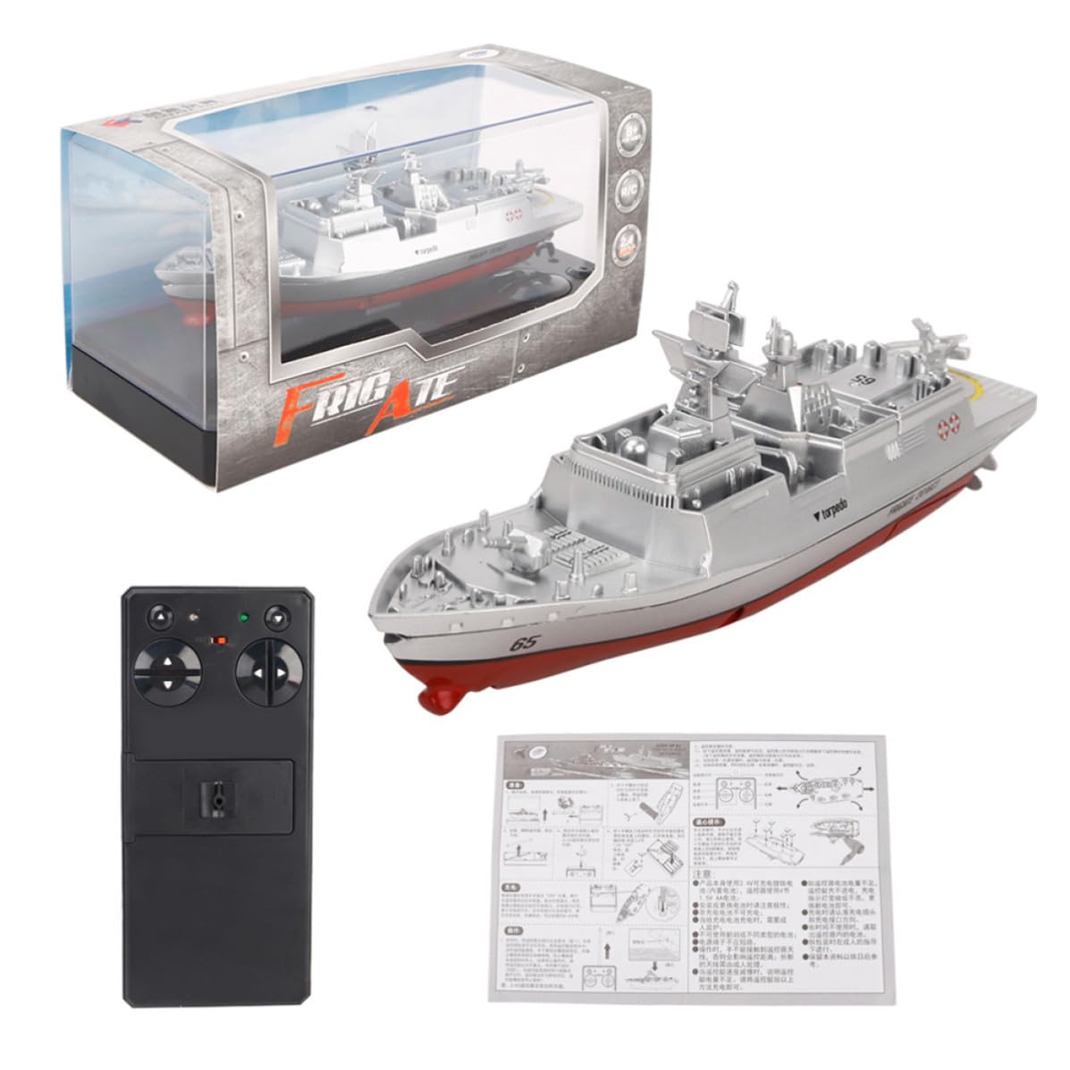 Alasum Nave Telecomandata Portaerei Ragazzo Ragazza 3318 Argento | Tecnologia 2, 4 Ghz, e Indietro, ad Alta Velocità, Svolte e Destra, Plastica e Metallo