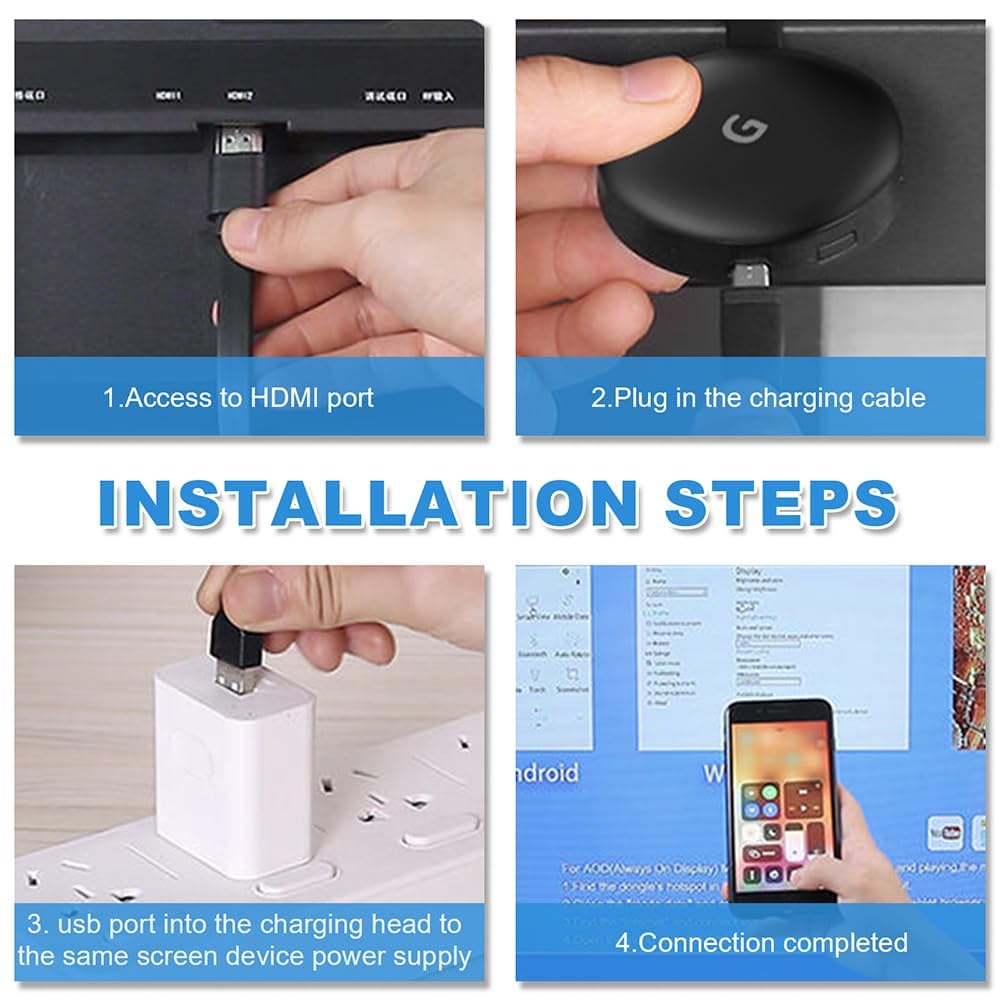4K Full HD Miracast HDMI Dongle, 1080P bezprzewodowy adapter HDMI, 5G Miracast Dongle, wyświetlacz WiFi do urządzeń z systemem Android/iOS/Windows, tablet, HDTV/monitor/projektu