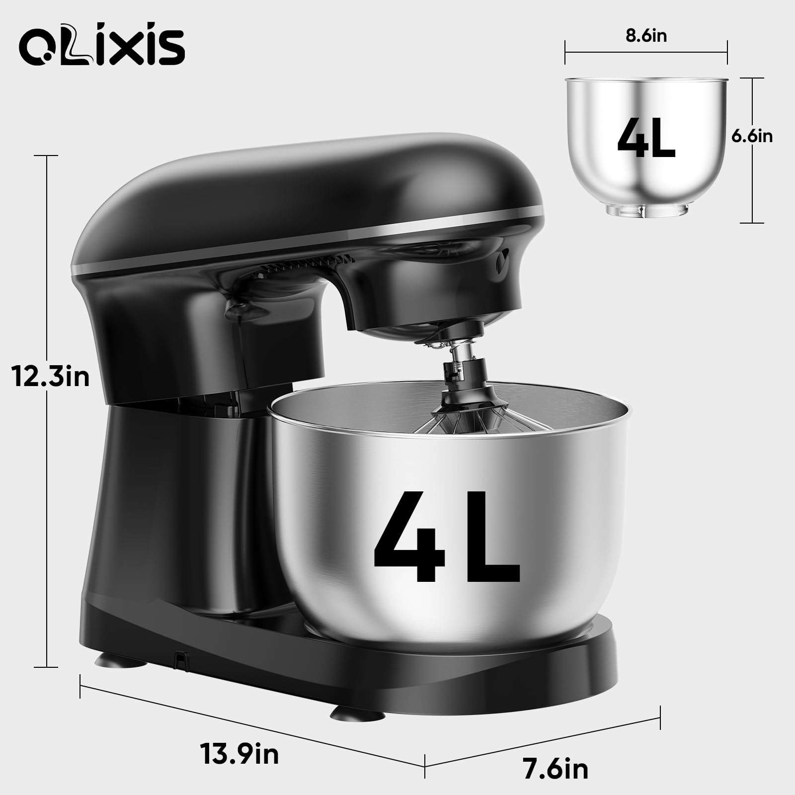 OLIXIS 4.2 Qt Stand Mixer, 10-Speed Tilt-Head Electric Mixer for Baking view 8
