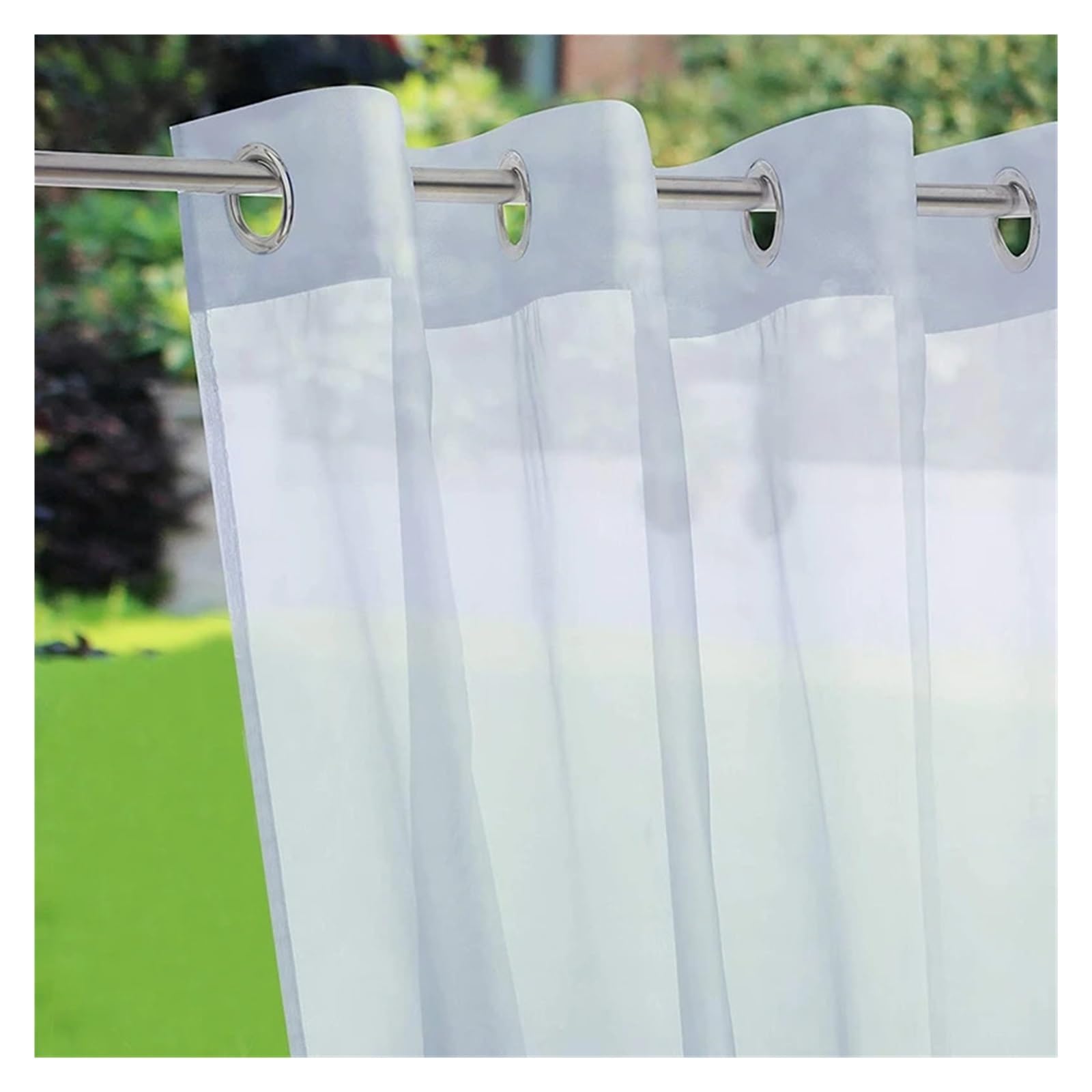 Zymjzbetic Pergola Curtain Waterproof Outdoor Patio Panel Curtains Screening Voile Sheer Curtain Drapes Windproof Garden Gazebo Porch Exterior Decor(White,WxH 132x274cm)