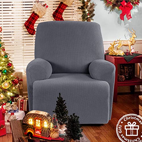 Taococo Recliner Cover 4-Pieces, Recliner Stretch Sofa Slipcover Recliner Cover 1 Seater Couch Protector Soft Furniture Protector Covers With Elastic Chair Covers Jacquard Pattern (Grey) #TOP3