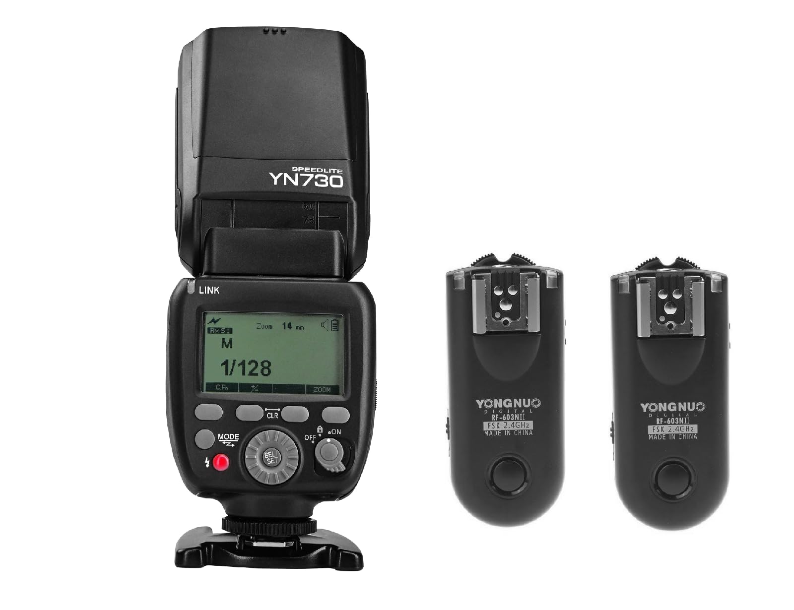YONGNUO YN730 w/ RF603 II N3 Flash Kit, with 2000mAh Lithum Battery, GN60 2.4G Wireless with Standard Hot Shoe