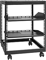 VEVOR 12U Open Frame Server Rack, 23-40" Adjustable Depth, Wall Mount or Free Standing AV/IT Network Rack with Casters