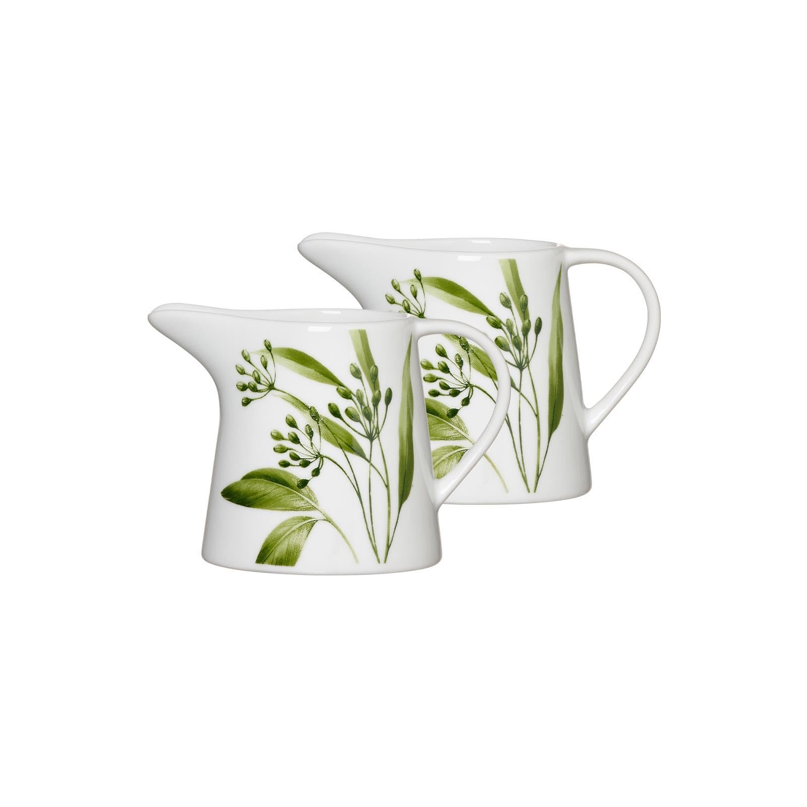 Ritzenhoff & Breker Evora Milchkännchen 2er Set, 190 ml, Zweig- und Blattmotive, Porzellan, Spülmaschinengeeignet, Weiß-Grün