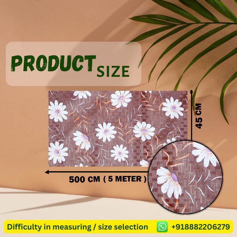 Image of Anti-Slip Kitchen Shelf Liner - 5 Meter Roll, Waterproof Multipurpose Mat for Fridge, Cabinet, Drawer, Trolley & Bathroom - Easy to Cut Floral Blue Print (Purple)