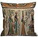 HGOD DESIGNS Housse de coussin égyptienne Papyrus représentant la Reine Nefertari faisant une offre à Isis Taie d'oreiller décorative pour salon, chambre à coucher, canapé, chaise 45 x 45 cm