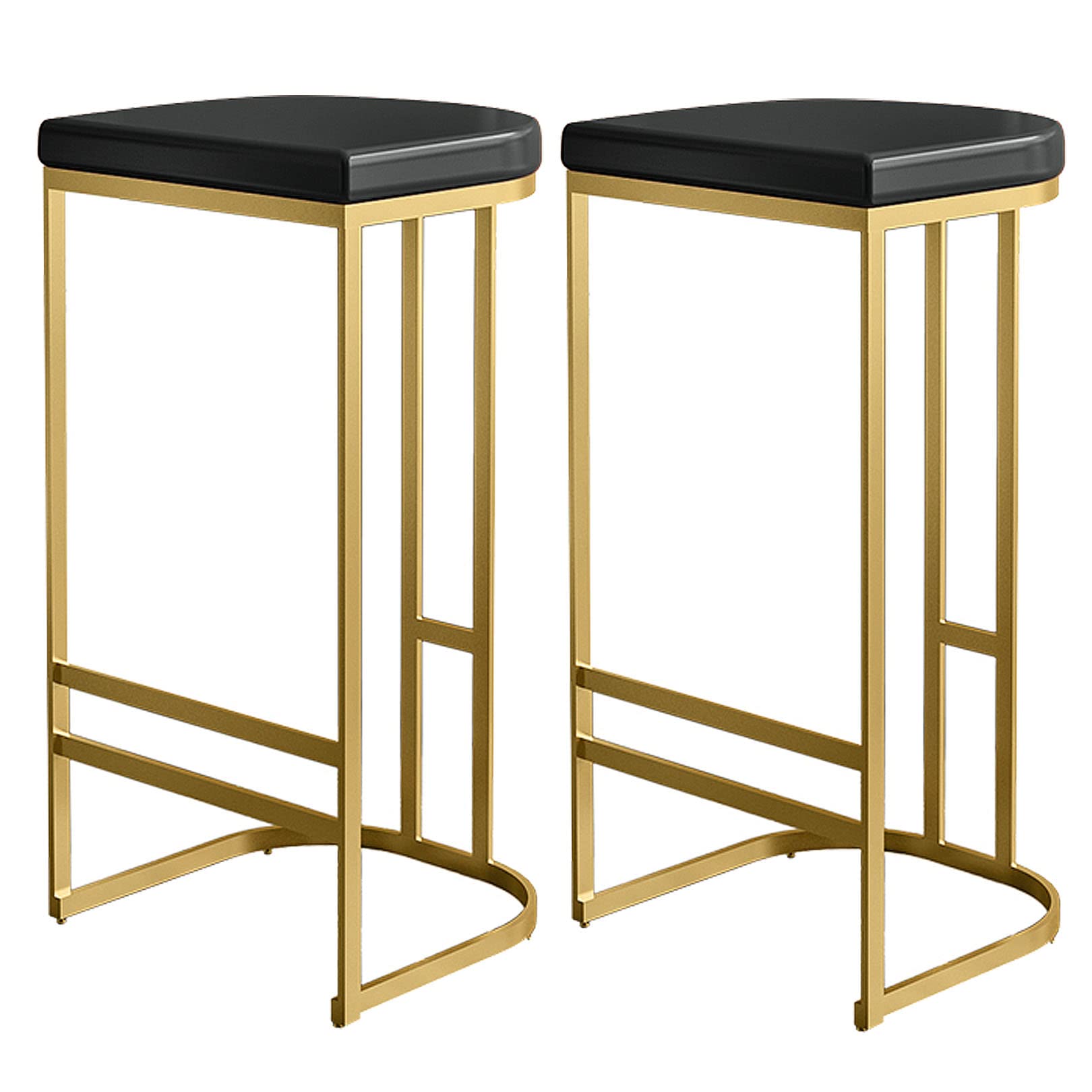 Tabouret de comptoir de cuisine en cuir PU et pieds en métal noir haute résistance