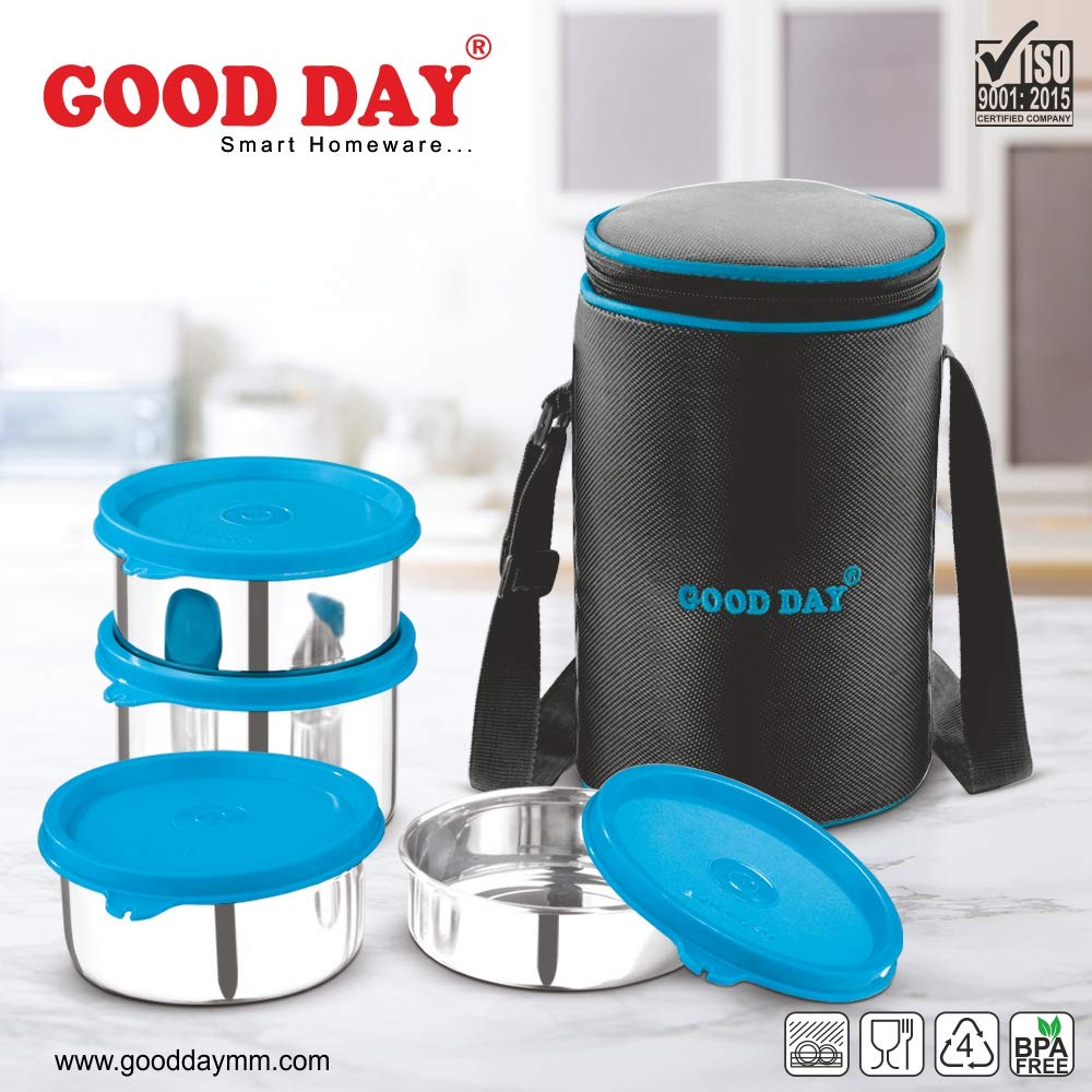 Buy Good Day Perfect-4 Executive Stainless Steel Lunch Box Set