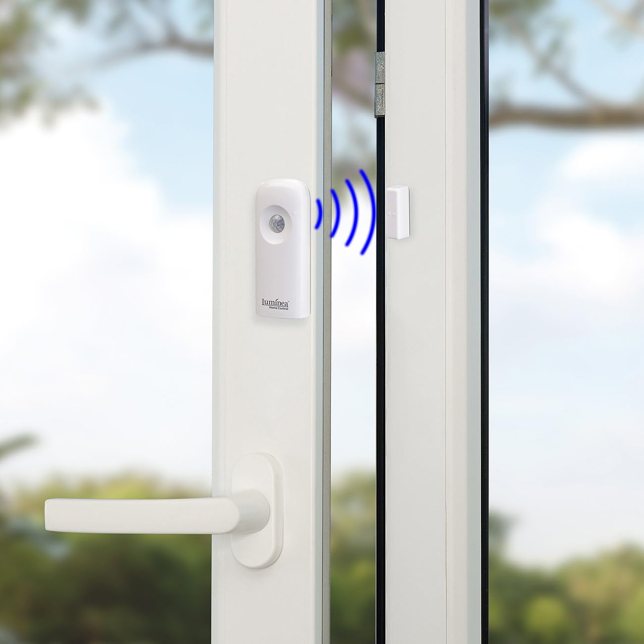 Luminea Home Control mini allarme: Set da 4 Sensori Wi-Fi 2in1 per porte/finestra e sensori PIR, App, Controllo vocale (rilevatore di movimento interno a batteria, di allarme per porte, accessori)