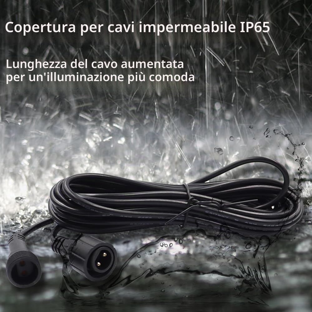 Arotelicht Cavo di prolunga da 5 m per luci da giardino, cavo di prolunga impermeabile a 2 pin, anti-corrosione, per luci da giardino all'aperto