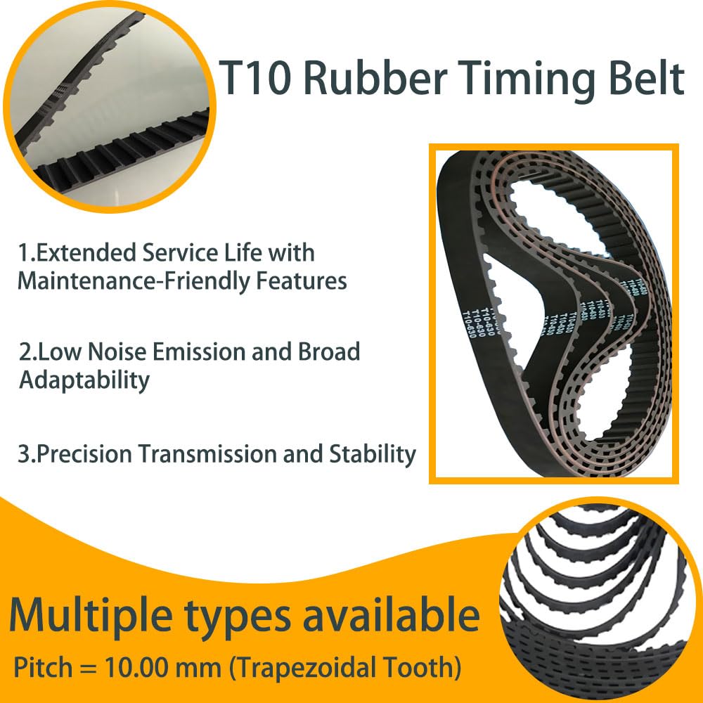 2 Pièces Courroie Synchrone Rubber T10, 60mm Largeur x 860mm Longueur, 86 Dents, pour Automatisation Industrielle, Machines CNC, Équipement Traitement Alimentaire, Transmission Haute Précision