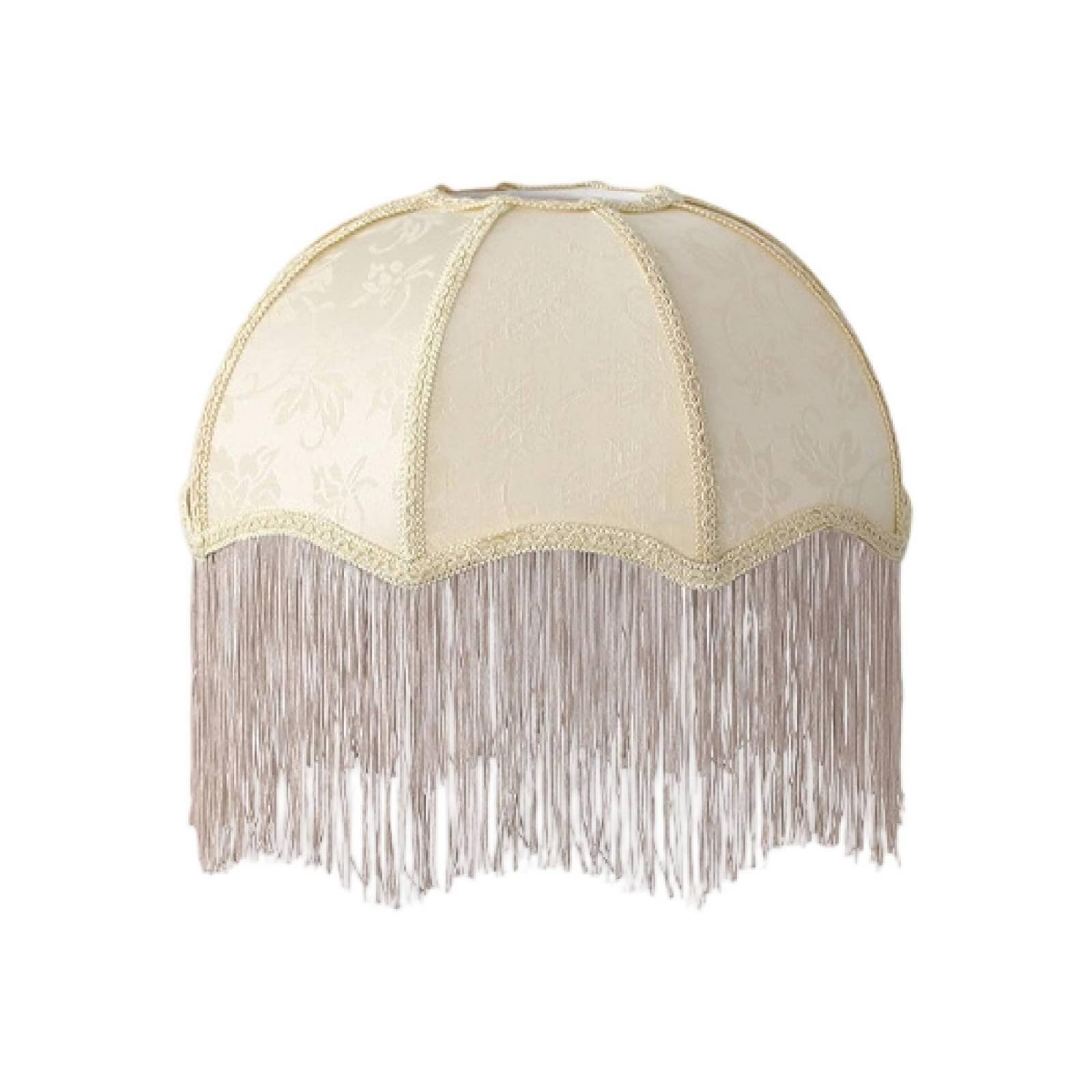 Vintage-Influenced Lampshade with Fringe, 30 Cm, Beige