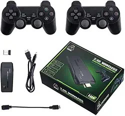 Video Game Stick HDMI Retrô com 2 Controles Sem Fio – Console Portátil com Jogos Clássicos e Modernos