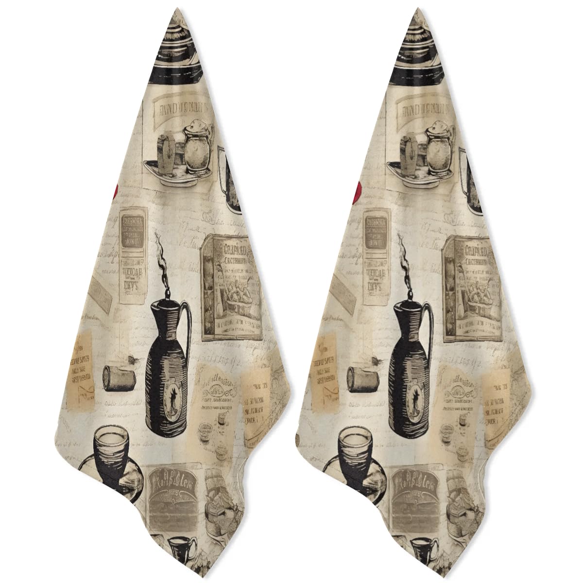 QsirBC Food Classic Decor Kitchen Towels Set of 2 Hand Towels Dish Towels Reusable Decorative Towel Sets for Cooking Baking, 28.3 X 17.7 Inch