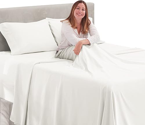 Miniatura 5 de Hearth & Harbor Juego de sábanas de bolsillo extraprofundo tamaño Queen - 4 piezas, juego de sábanas de lujo para hotel, se ajusta a colchones de