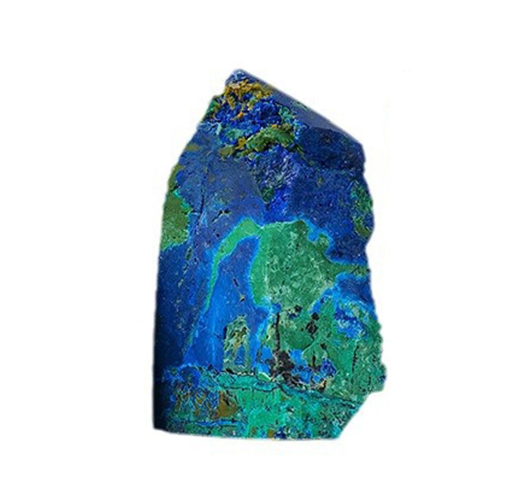 Hhctebec One Color Natural Crystal Blue Copper Ore Four-Sided Column Raw Stone Ore Mark Polished Blue Copper Ore Malachite Symbiotic Stone Crystal Column Ornaments