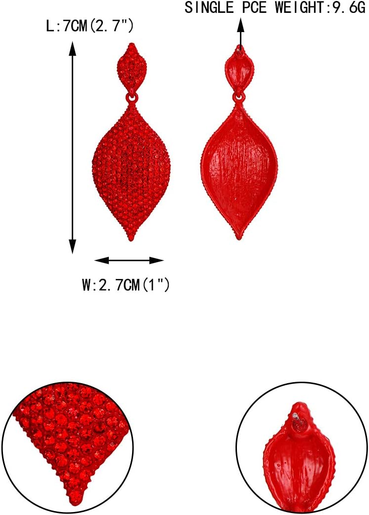 EVER FAITH Women's Bridal Wedding Jewelry Austrian Crystal Rhombus Leaf Drop Pierced Dangle Earrings - Image 5