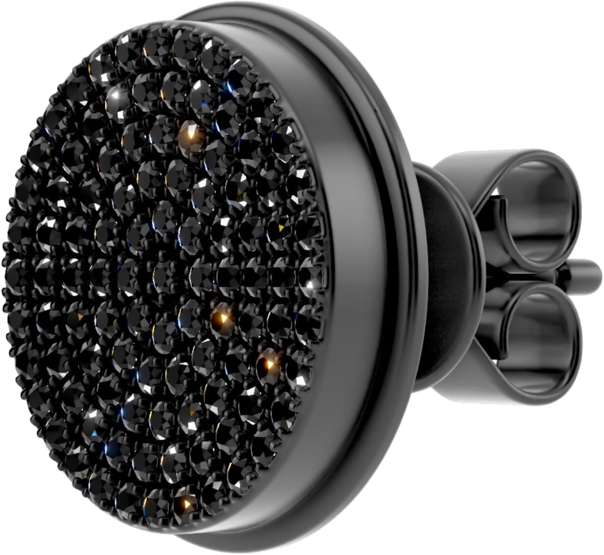 Dazzlingrock Collection Round Black Diamond 11.8mm Micropave Hip Hop Iced Out 1Pc Stud (0.20 ctw) in Black Plated 925 Sterling Silver, Unisex Design Ladies,Mens Real Diamond Earrings