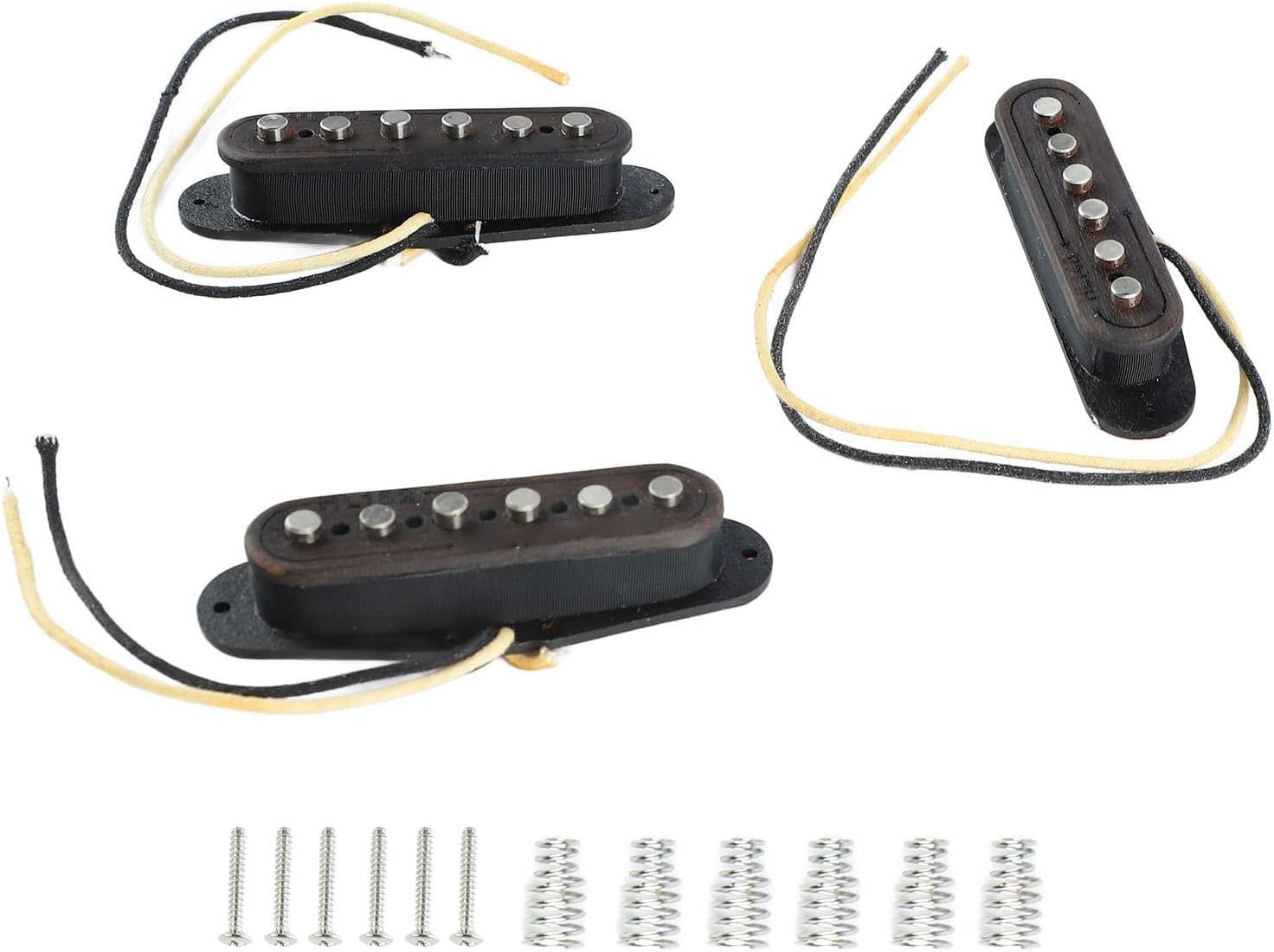 Guitar Pickup Set, 3Pcs Metal Wood 6 String Replacement for Electric Acoustic Guitar - Clear Sound, Easy Installation, Versatile Use (Rosewood)
