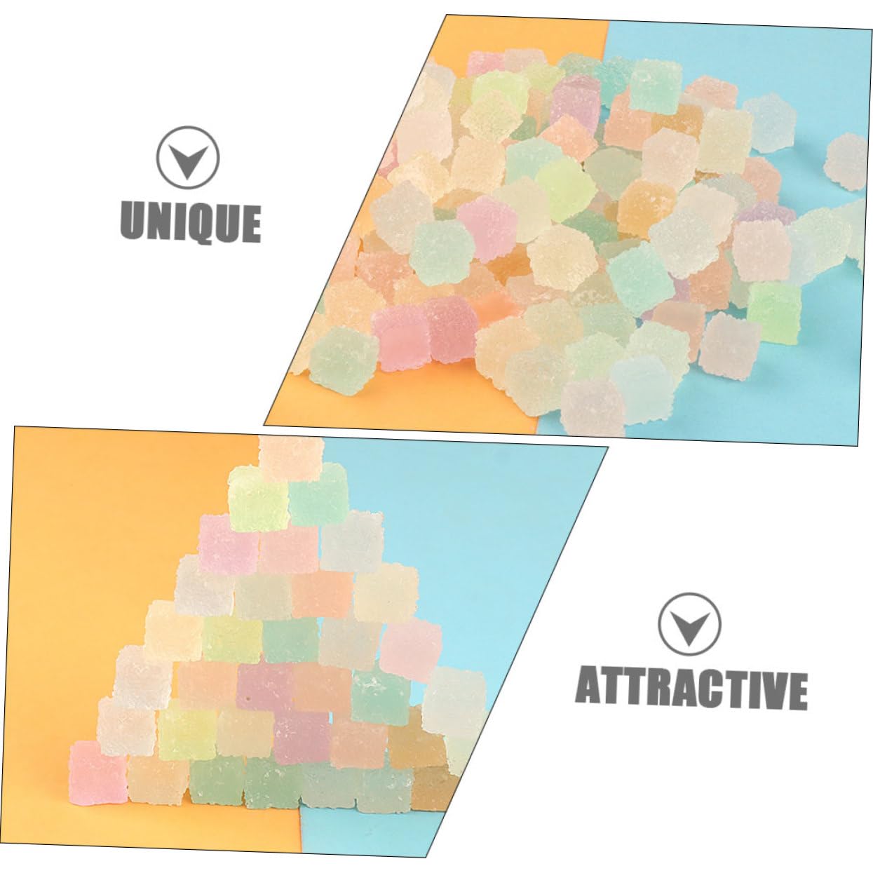 KOMBIUDA 30 Pcs Cube Sugar Charms Mixed Sugar Embellishments for Desserts Cake Decoration and Crafts Fun Jelly Sweets for Party Favors and Events - Image 4