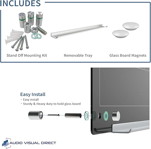 Miniatura 6 de Audio-Visual Direct Juego de tablero magnético de borrado en seco de cristal negro (3 x 2 pies, calendario negro)