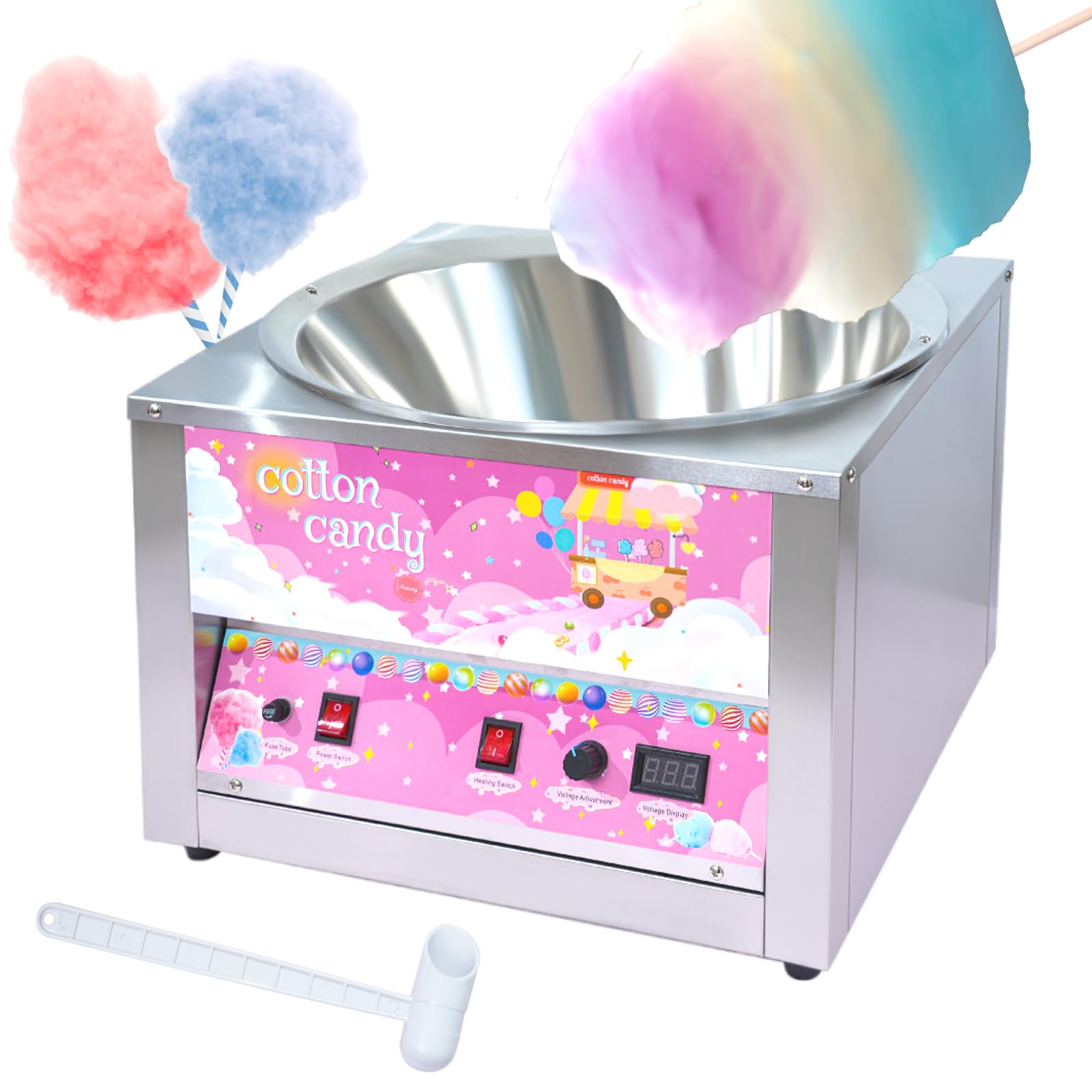 Commercial Cotton Candy Machine - 1050W Electric Floss Maker With Big Stainless Bowl