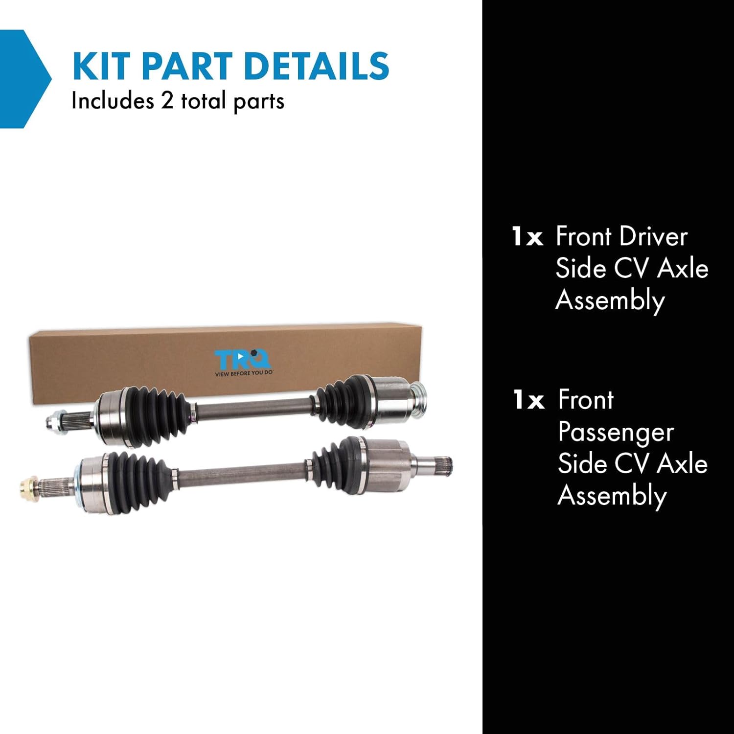 TRQ Front Driver and Passenger Side CV Axle Assembly Set 2 Piece Compatible with 2013-2014 Honda Accord V6 3.5L Automatic Transmission