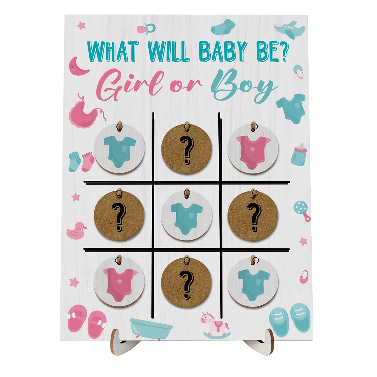Gender Reveal Games Decorations Tic Tac Toe Board Game Pregnancy Gifts for Expecting Mom Dad Grandma Grandpa Shower Ideas Party Supplies Desk Table Decor for Home Living Room Kitchen