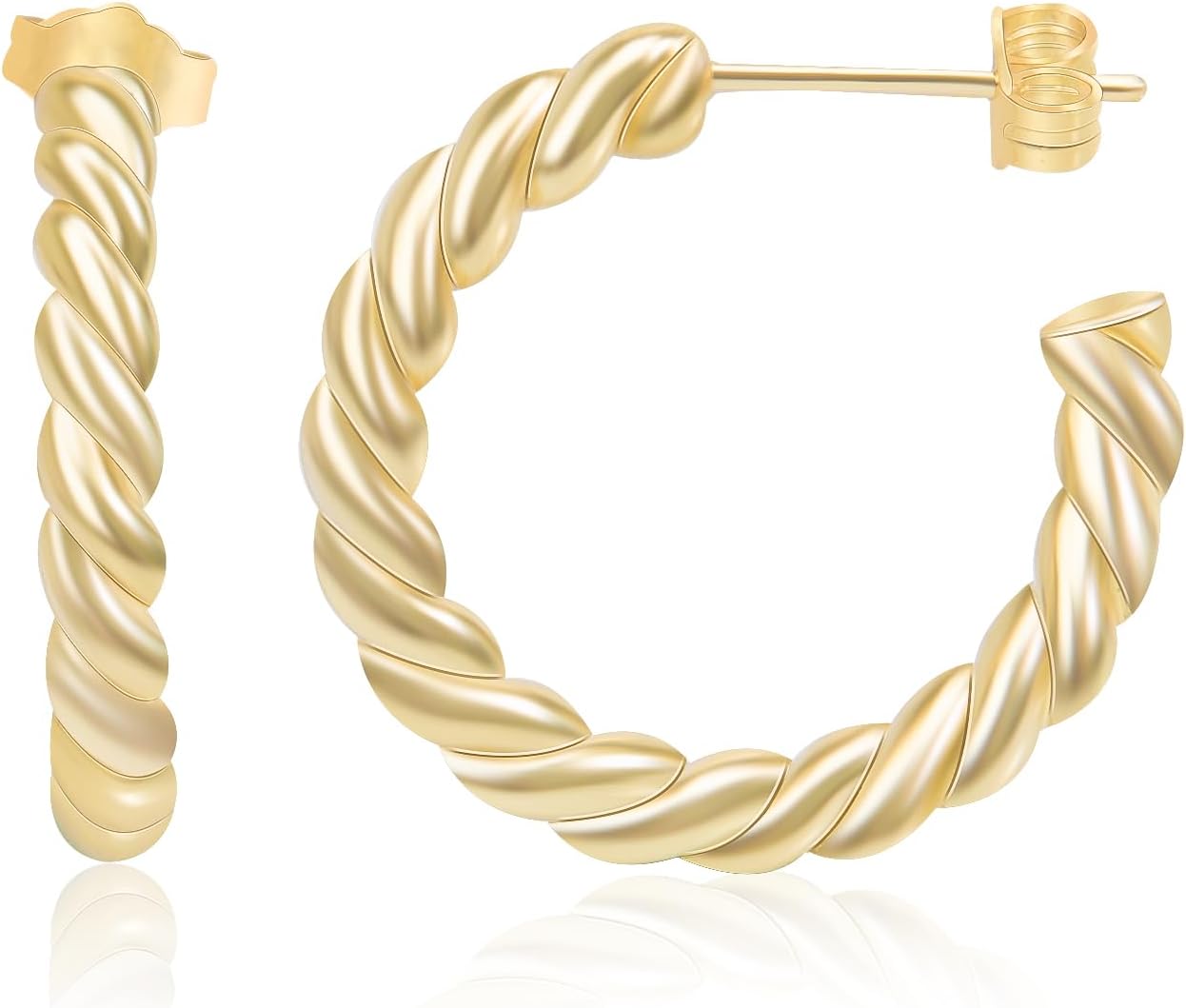 18K Gold-plated Half Hoop Earrings Designer Inspired Twisted Cable Wire Hoop Earrings Look Alike Jewelry for Women image 4