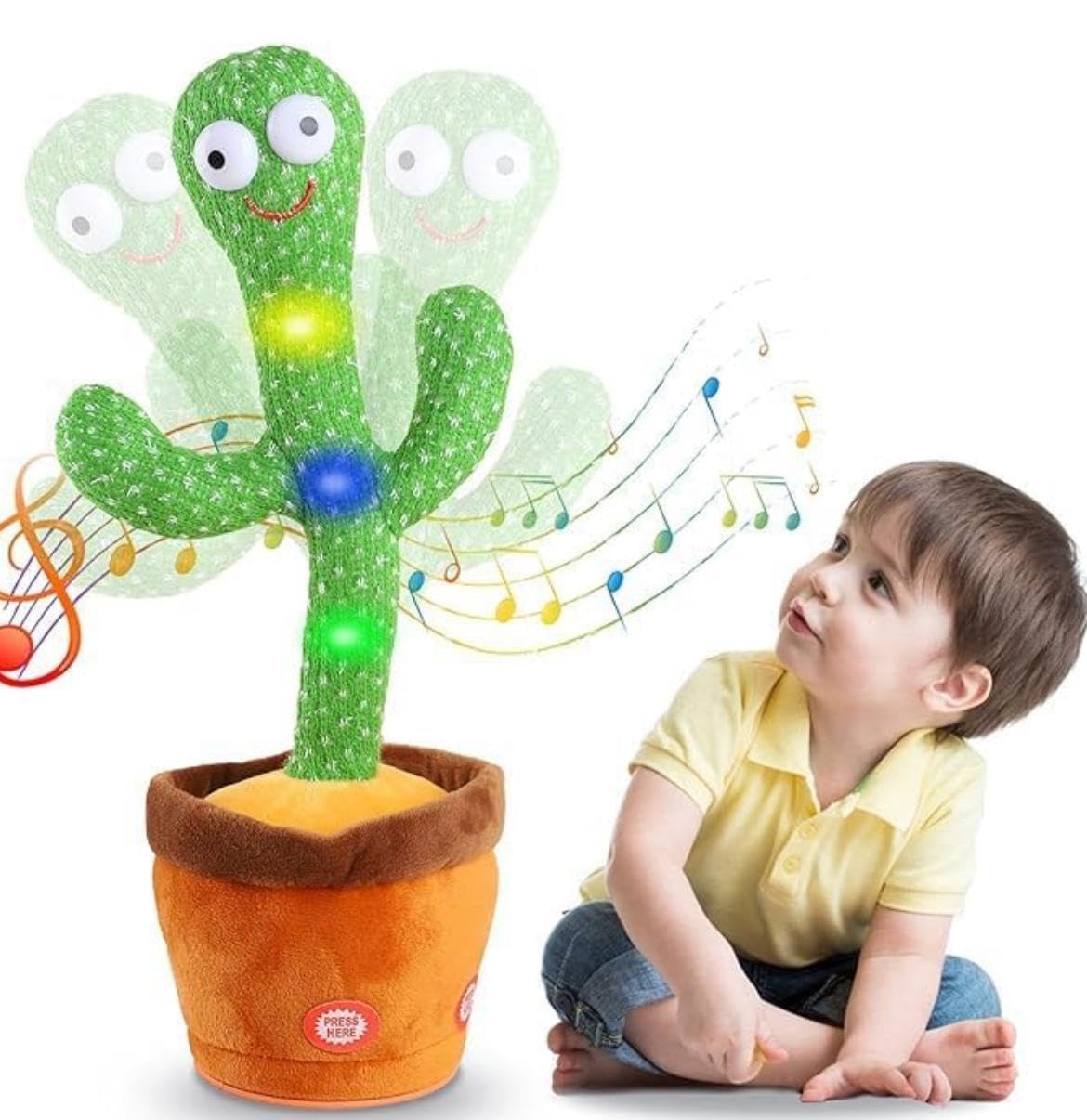 Lai Lai USB Charging Dancing Talking Cactus Toy for Kids 120 Songs Wiggle Recording Singing Musical Toy with Colourful LED Lights Education Toys