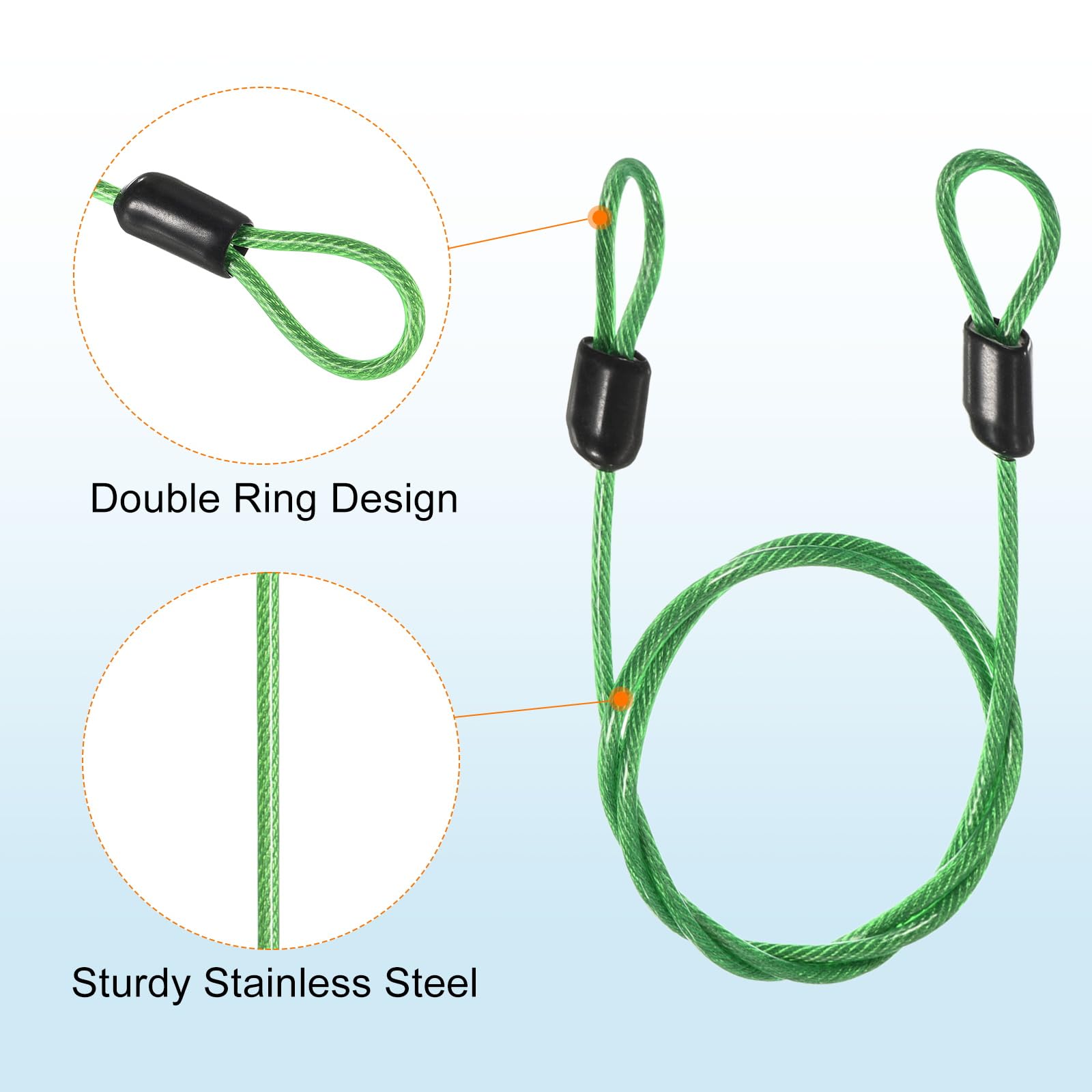 Bike Cable Lock 2-Pack Security Cables With Double Loops
