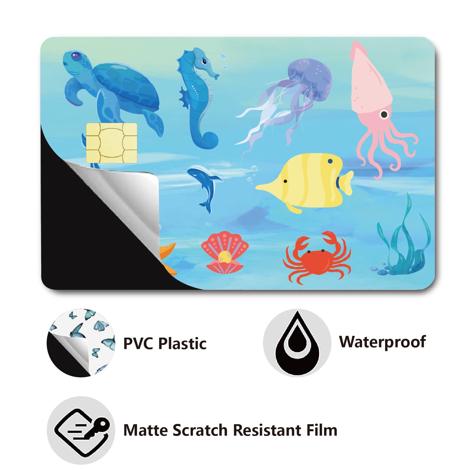 CREATCABIN Kartenhülle Mit Wal-Motiv – Wasserfeste, Abnehmbare Aufkleber Für Kredit- & Bankkarten (Blau, 186x137 Mm)